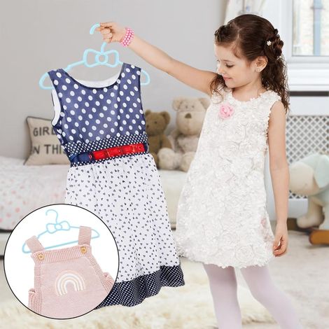 Kuber Industries 15 Pcs Small Baby Hangers for Clothes Hanging for Wardrobe | Sky Blue