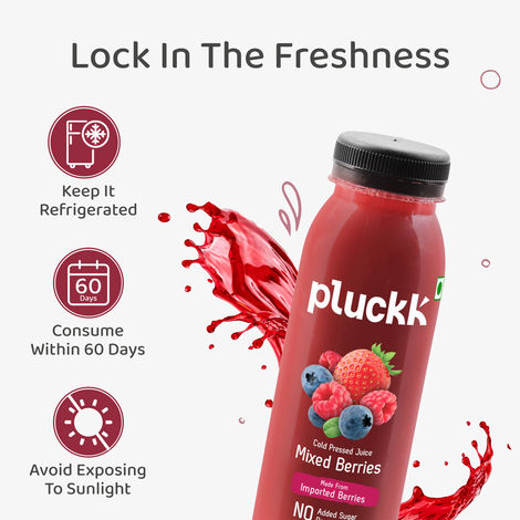 Pluckk Cold-Pressed Mixed Berries Juice | No Added Sugar | No Preservatives | Packed with Antioxidants