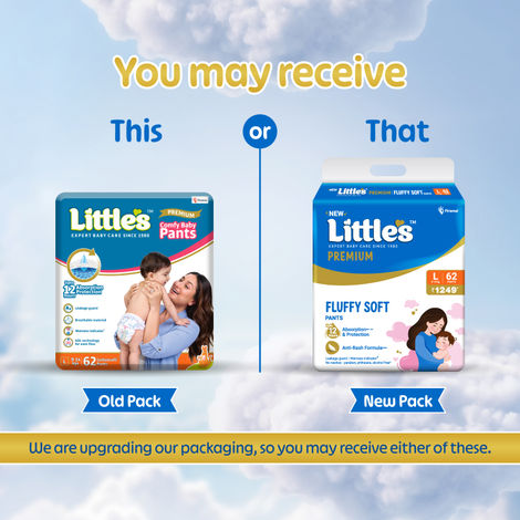 Littles Expert Baby Care Comfy Baby Diapers | Pant Style | L | 62 pcs