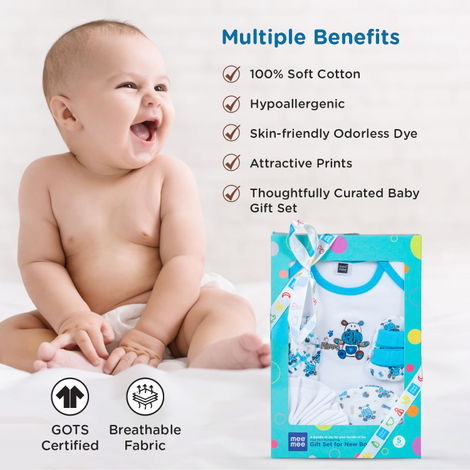 Mee Mee Soft Cotton Newborn Clothing Hamper Baby Gift Set | Blue