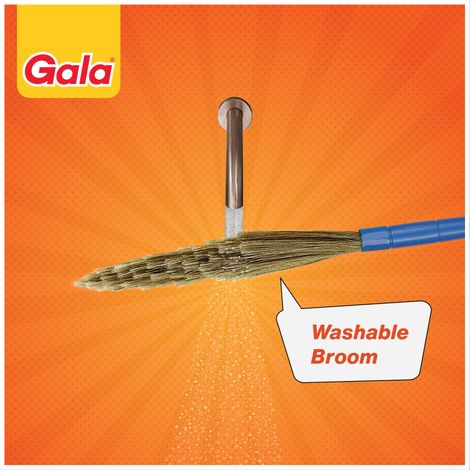 Gala No Dust 90 cm Broom / Jhadu | Plastic, Blue & Brown)