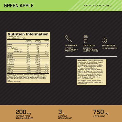Optimum Nutrition Pre-Workout Green Apple Flavour