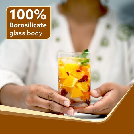 Agaro Elite Borosilicate Glass Tumbler | Serves Water - Cold Drinks - Juice - Milk - Pack of 6 | 300 ml