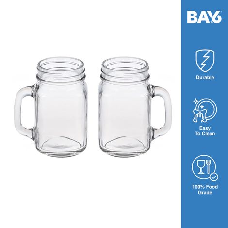 BAY6 Mason Jar Set with Straw - 400 ml - (2pc)