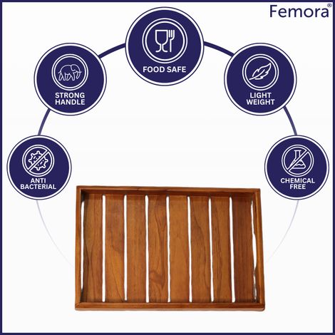 Femora Mango Wooden Rectangular Serving Tray | 2 pcs Set