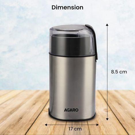 Agaro Grand Coffee Grinder, Stainless Steel Electric, Capacity 60 Gms Dry Coffee Bean