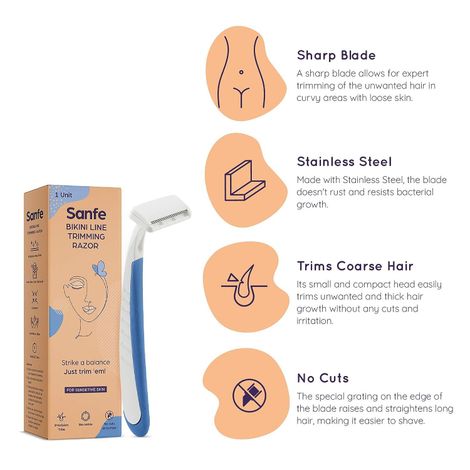 Sanfe Trimming & Hair Removal Body Razor For Women Painless Hair Removal With Stainless Steel Blade
