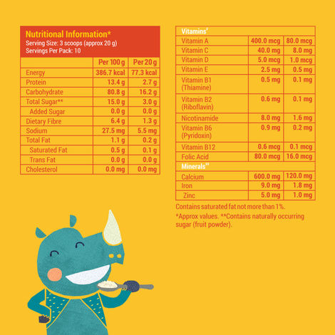 Slurrp Farm No Added Sugar Cereal - Ragi Rice and Mango with Milk | No Preservatives