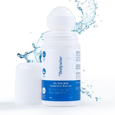 Be Bodywise 4% AHA BHA Under Arm Roll On | Controls Odour & Reduces Pigmentation | Aqua Fragrance