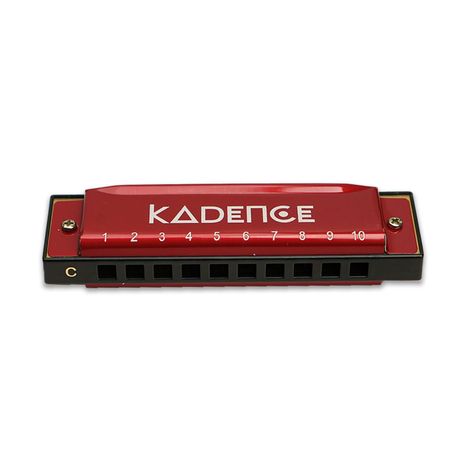 Kadence Daitonic Harmonica T104, Key of C, 10 Holes, 20 Tones, with Hard Case - Red