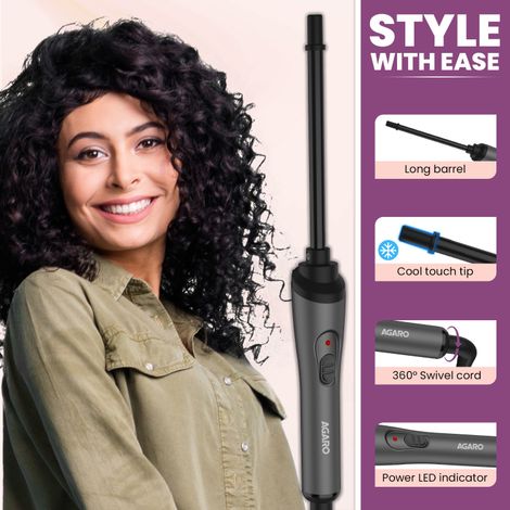 Agaro Hair Curler With 10Mm Barrel, Rod, Tong, Ceramic Coated Plates, Cool Touch Tip, Fast Heating