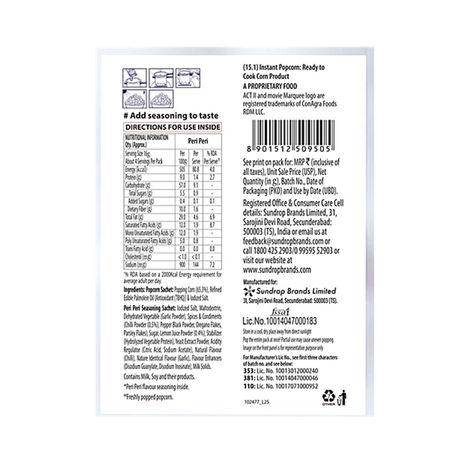 ACT II Microwave Popcorn - Peri Peri, Hot & Fresh in 3 mins