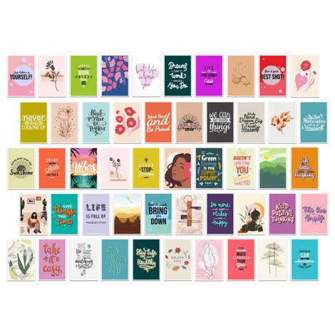 Paper Plane Design Women Empowerment Wall Posters Collage Pack of 50 (4 Inch X 6 Inch) D19