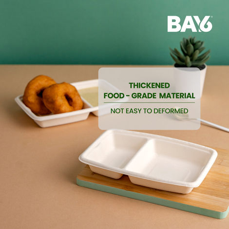 BAY6 Rectangle Snack Plate 2 Compartment - 17 cm