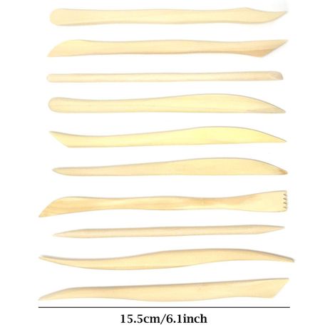 10 Wooden Clay Tools With Double Sided Crafting Sculpting Modelling Pottery Ends