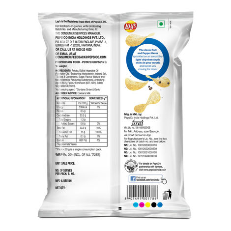 Lay's Potato Chips Wafer style - Salt with Pepper Flavour