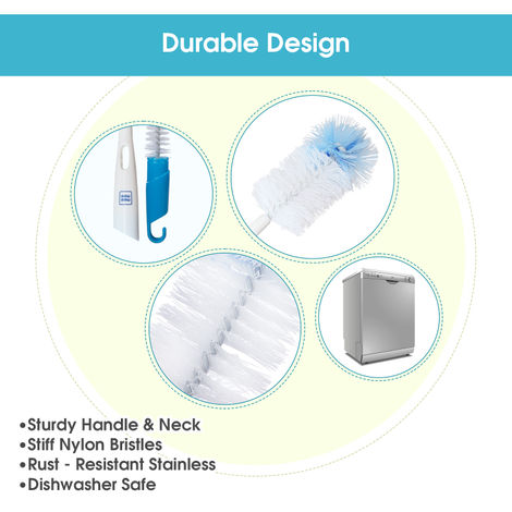 Mee Mee Bottle and Nipple Cleaning Brush with 360-degree Rotary Handle | Blue