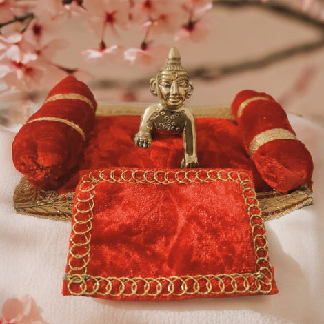 House Of Festivals Ladoo Gopal Gaddi Pillow Set For Murti Size 1 & 2