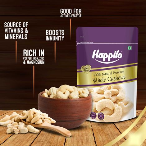 Happilo Premium Whole Cashew Nuts|Whole Kaju|Dry Fruits