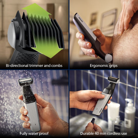 Philips Body Trimmer for Men | Trim or Shave | Skin Safe Grooming & 100% Showerproof | BG3007/01