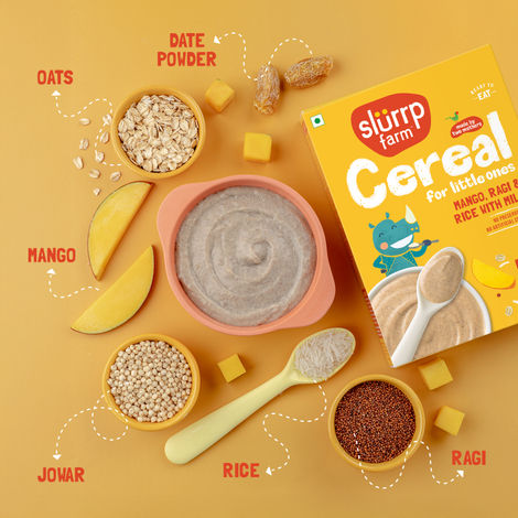 Slurrp Farm No Added Sugar Cereal - Ragi Rice and Mango with Milk | No Preservatives