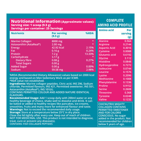 Chicnutrix Japanese Marine Collagen Peptides + 2 mg Astaxanthin, Lemonade Flavour