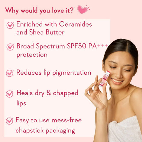 Wishcare Tinted Ceramide Lip Balm With SPF 50 PA+++ - Kojic Acid & Niacinamide