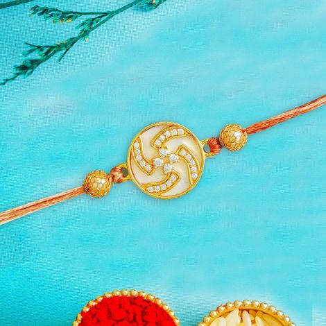 Religious Swastika Designer Rakhi for Brother | Designer Rakhis with Roli Chawal Pack (eCraftIndia)