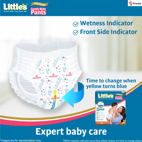 Littles Expert Baby Care Comfy Baby Diapers | Pant Style | L | 62 pcs
