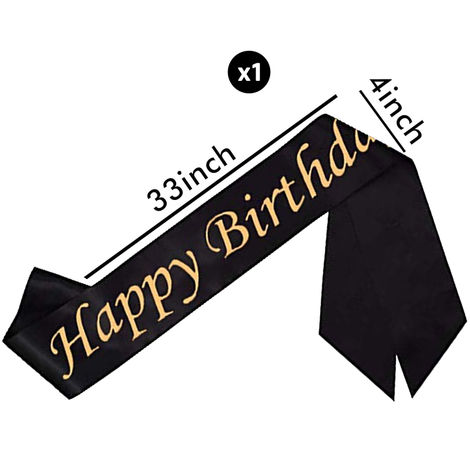 Party Propz Happy Birthday Black Satin Sash