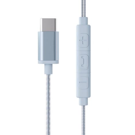 Zebronics BUDS C10 Type-C Earphone, Mic, Metallic Design, 1.2m Cable, 10mm Driver(Light Blue)