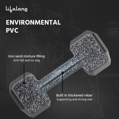 Lifelong Pvc Hex Dumbbells 2Kg (1Kg x 2) For Home Gym Equipment Fitness Barbell (Pack Of 2)