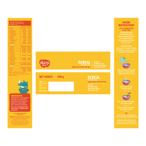 Slurrp Farm No Added Sugar Cereal - Ragi Rice and Mango with Milk | No Preservatives