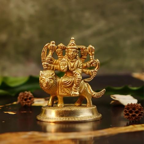 Pure Brass Durga Idol | Metallic | ServDharm