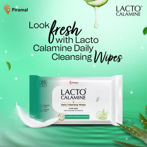 Lacto Calamine Makeup Remover Wipes With Aloe Vera, Cucumber And Vitamin E