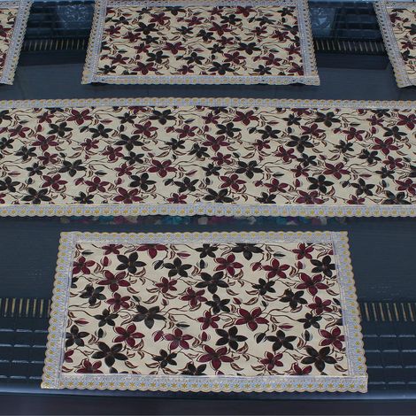 Dream Care PVC Printed Table Mat with Table Runner for Dining Table 6 Seater