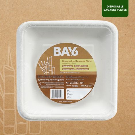 BAY6 Square Disposable Plate - 6 Inch - Pack Of 20
