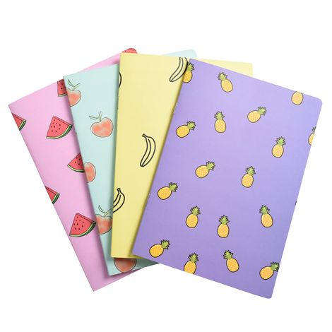 Papboo A5 Unruled Set Of 4 Notebooks, 80 Gsm Paper 60*4=240 Pages - Fruits
