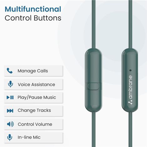 Ambrane Stringz 38 Lite Wired Headphones in Ear Earphones with in-Line Mic for Clear Calling, 14Mm Dynamic Drivers for Boostedbass, 3.5Mm Jack, Multi-Functional Controller - Pink