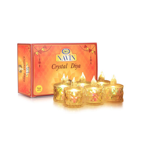 Crystal Diya | Elegant Decorative Diyas for Festive Lighting | Pack Of 6 | Cycle