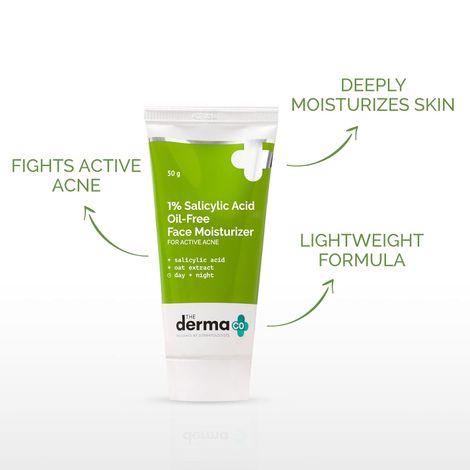 The Derma Co 1% Salicylic Acid Oil-free Moisturizer for Face With Oat Extract For Active Acne