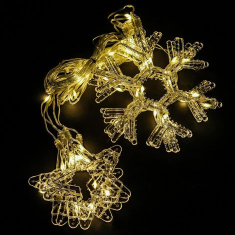 Lexton Decorative Curtain SMD LED Light | 5 Star & 5 Snowflake|8 Flickering Mode Pack-1 WarmWhite
