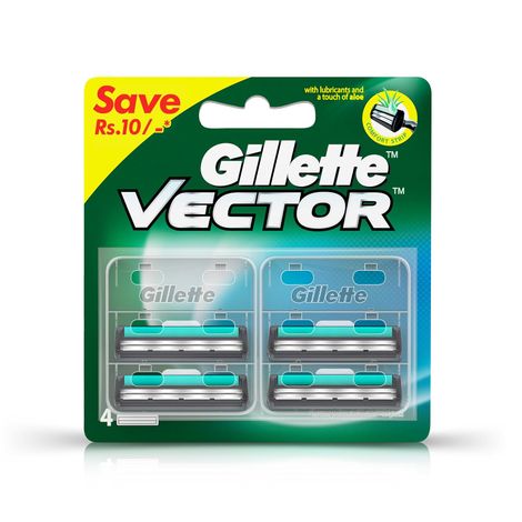 Gillette Vector Plus Manual Shaving Razor Blades (4 Cartridges)