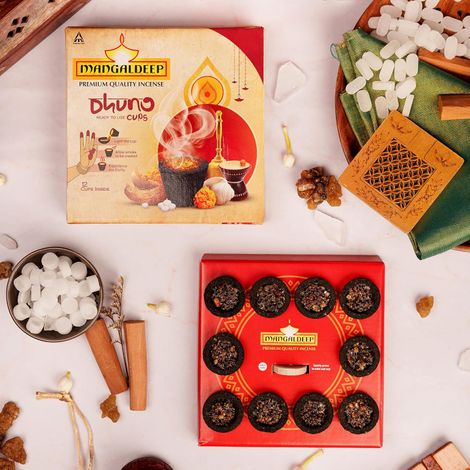 Dhuno Cup - Made From Chhobra, Camphor And Dhuno | 12 Cups | Mangaldeep