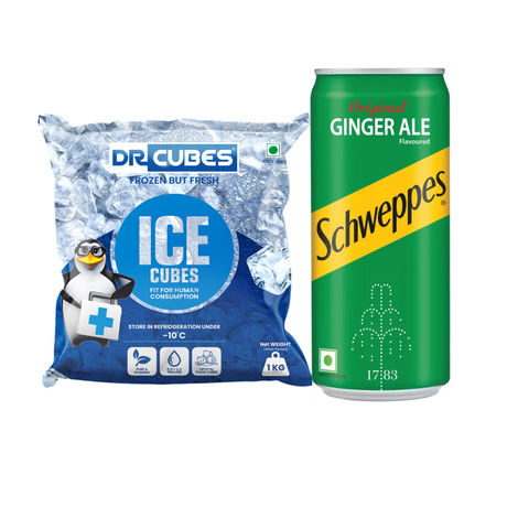 Dr. Cubes Ice Cubes (1kg) & Schweppes Ginger Ale (300ml) Combo