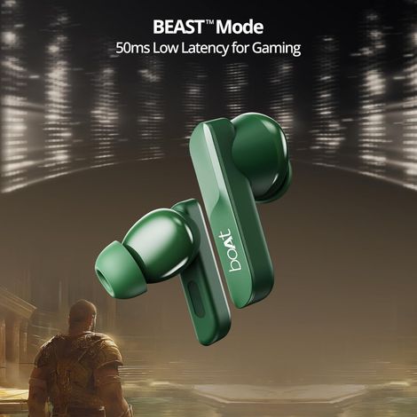 boAt Airdopes 800 TWS Earbuds w/ Dolby Audio, High Fidelity Drivers, 4 Mics ENX Tech & Hearables App(Interstellar Green)