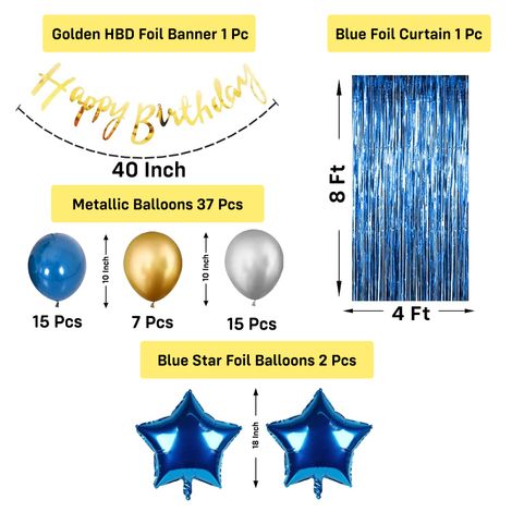 Birthday Decoration Kit | Balloons For Birthday Decorations | Pack Of 41 | Blue | Party Propz