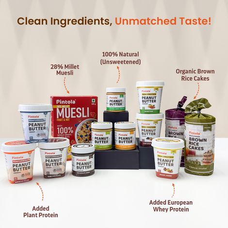 Pintola Organic Unsweetened Peanut Butter Creamy - High Protein 30G & 9G Dietary Fiber