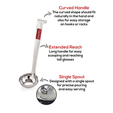 Hazel Stainless Steel Ghee Tipri Spoon, Pali Ladle For Ghee Oil, Medium Size