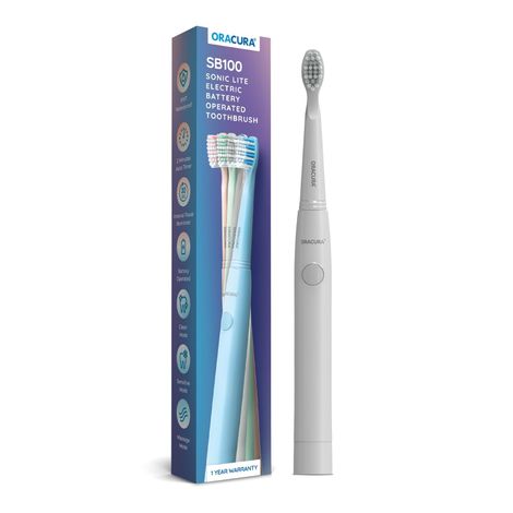 Oracura Sb100 Sonic Lite Battery Operated Electric Toothbrush Grey